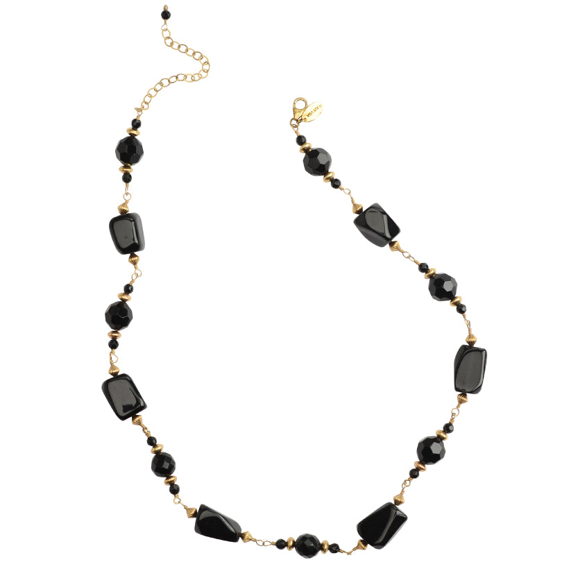 Versatile Black Onyx Gold Filled Necklace 21.5"