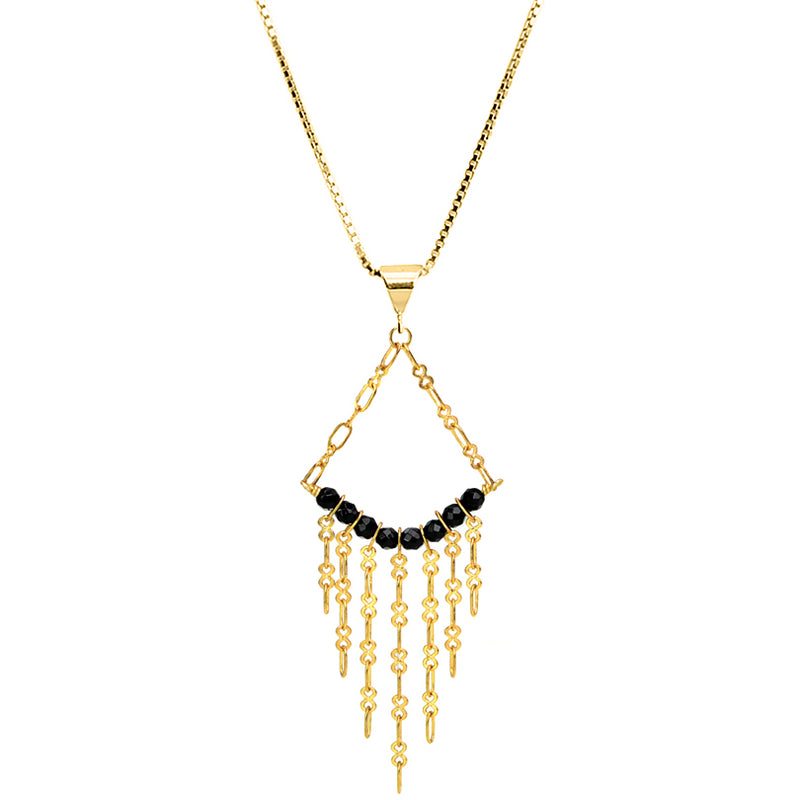 Sexy Black Onyx 18kt Gold Plated Silver Chain Necklace