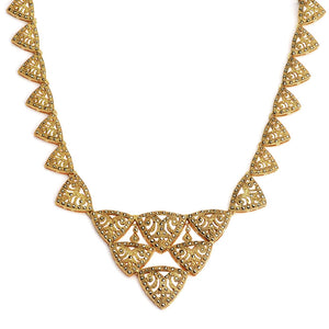 Exotic Art Deco Style Gold Plated Marcasite Statement Necklace