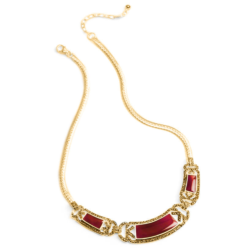 Simple Elegance Carnelian 14kt Gold Plated Statement Necklace