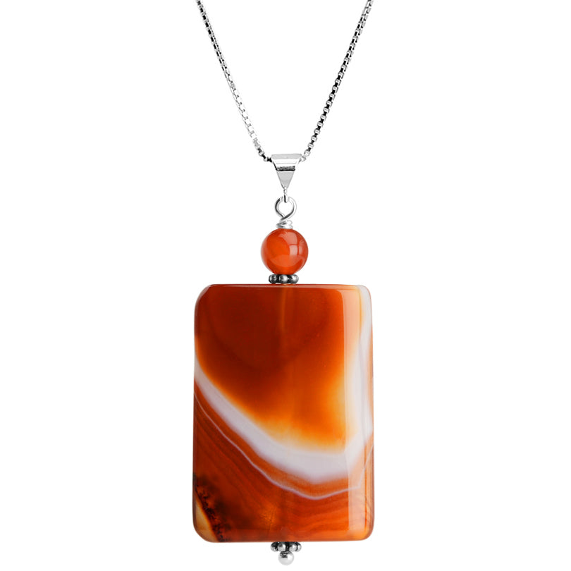 Natures Artist Banded Carnelian Sterling Silver Necklace 16" - 18"