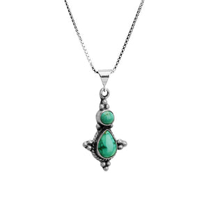 Exotic Petite Turquoise Sterling Silver Necklace