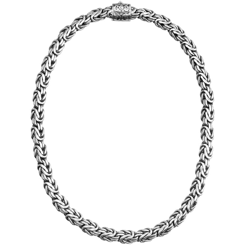 Magnificent Sterling Silver Thick 10mm Borobudur Statement Chain with Filigree Barrel Clasp