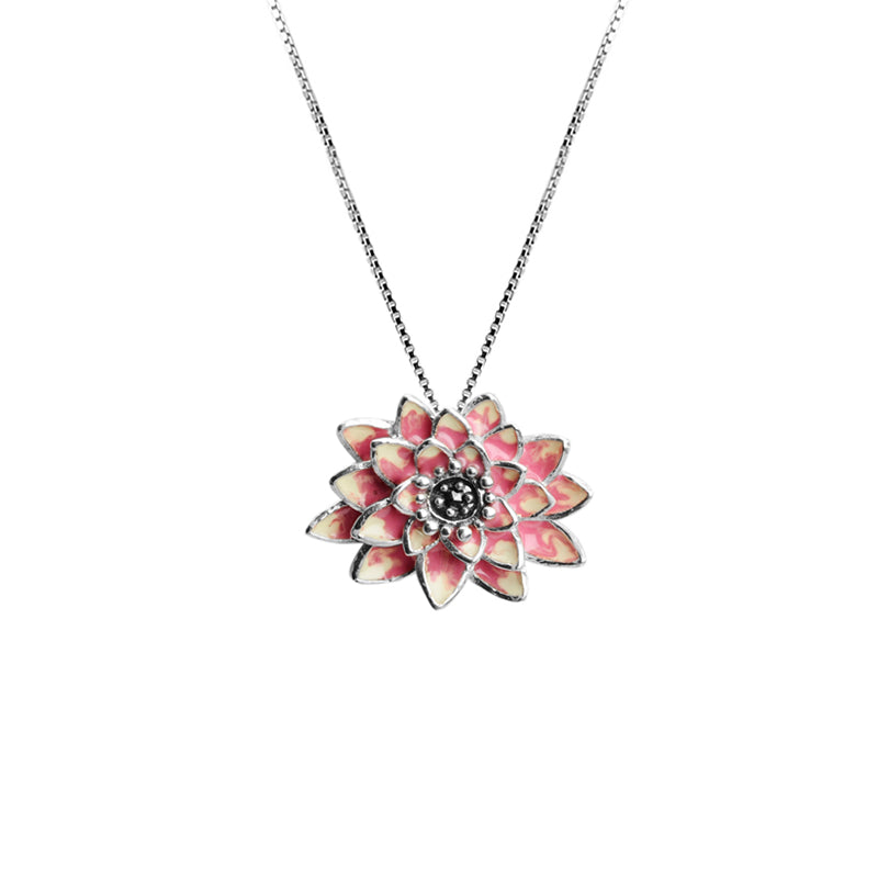 Darling Pink Lily Sterling Silver Flower Necklace