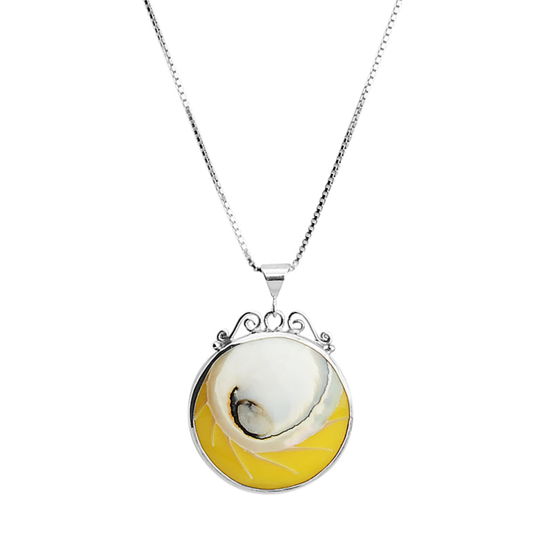 Gorgeous Yellow Shell Sterling Silver Necklace