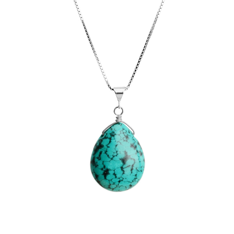 Beautiful Chalk Turquoise Sterling Silver Necklace