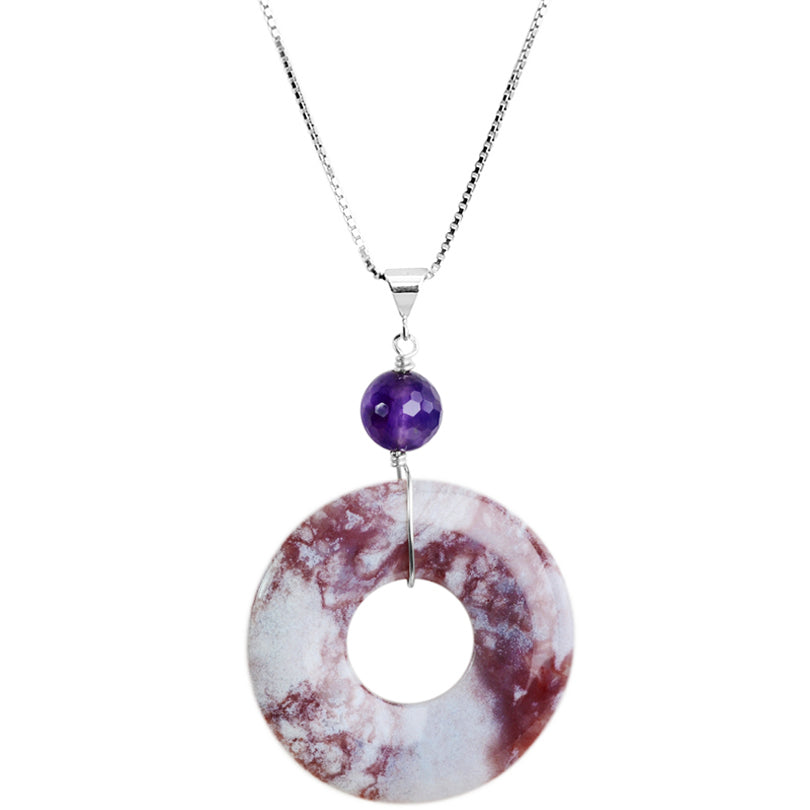 Amethyst and Purple Violet Sea Sediment Jasper Sterling Silver Necklace