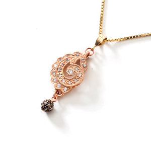 Dazzling Rose Gold Plated CZ Pendant on 18Kt Italian Gold Plated Sterling Silver Chain.