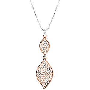 French Italian Style Sparkling Rose Gold Plated Sterling Silver Necklace