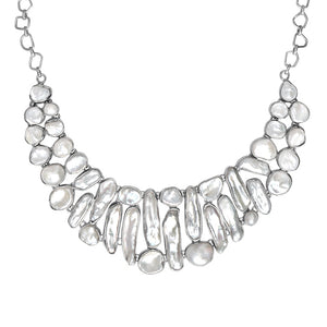 Fabulous Fresh Water Pearl Sterling Silver Statement Necklace