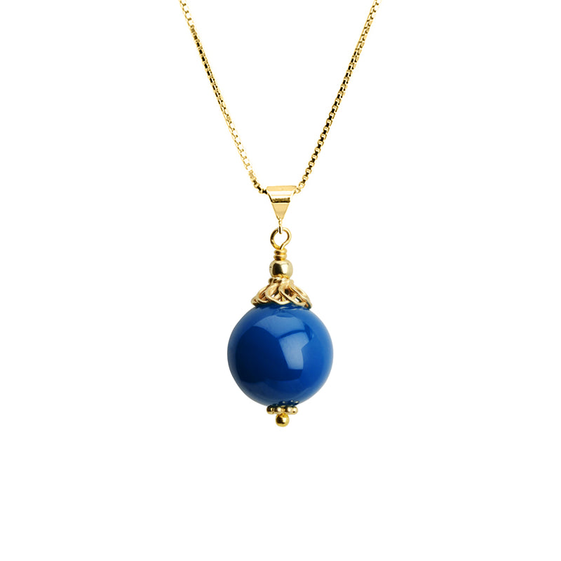 Gorgeous Blue Agate Vermeil Italian Necklace