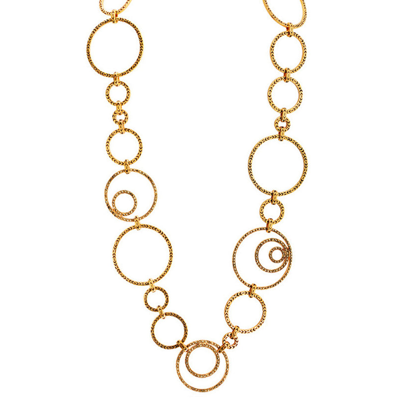 Stunning Contemporary Design 14kt Gold Plated Marcasite Spirals Statement Necklace - 21
