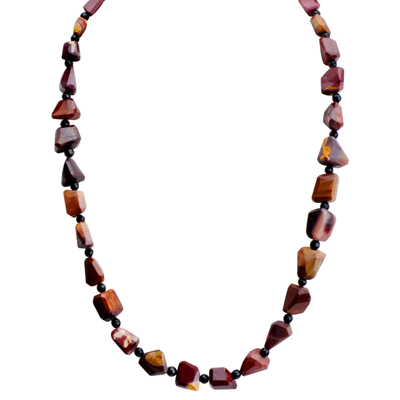 Wine Colors of Mookaite and Black Onyx Sterling Silver Necklace 18