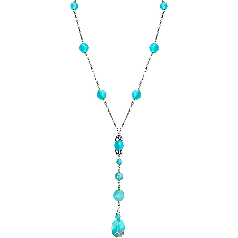 Sky Blue Jade Sterling Silver Necklace 17