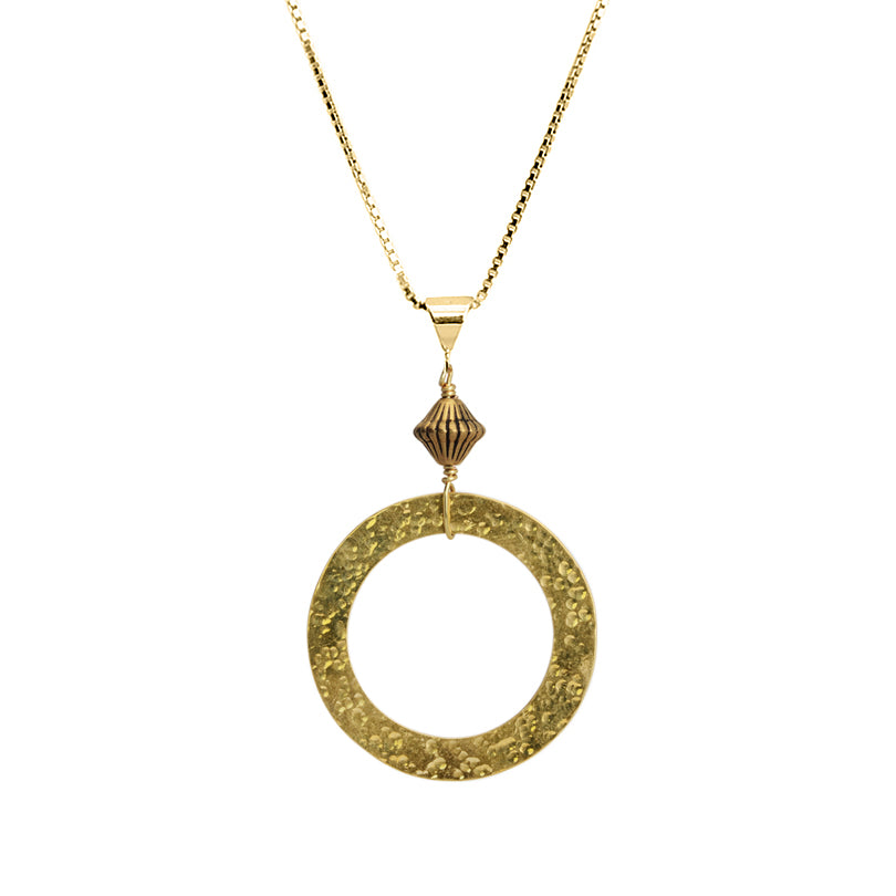Fashionable Hammered Brass Vermeil Chain Necklace