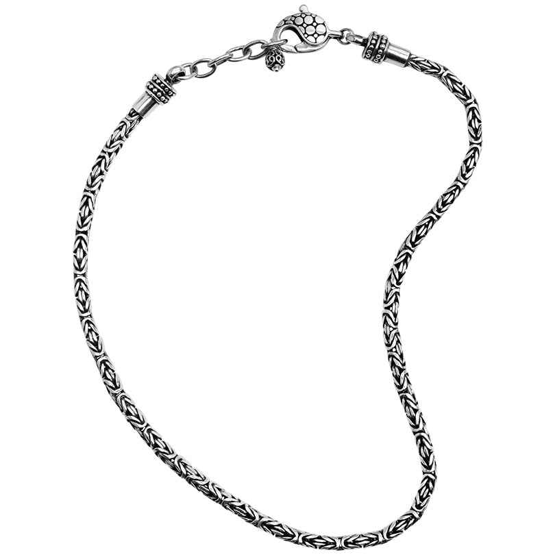 Balinese Sterling Silver Borobudur Statement Chain with Lobster Clasp and Extension Chain 16"-18"