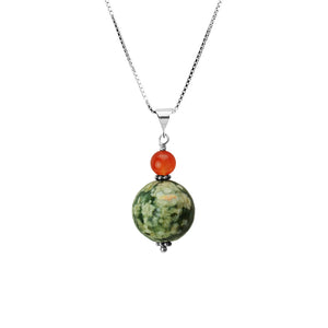 Faceted Jasper and Carnelian Sterling Silver Necklace