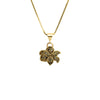 Petite Gold Plated Marcasite Lily Flower Italian Gold Plated Silver Necklace 16" - 18"