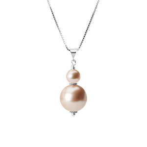 Soft Champagne Pink Shell Pearl Sterling Silver Necklace 16" - 18"
