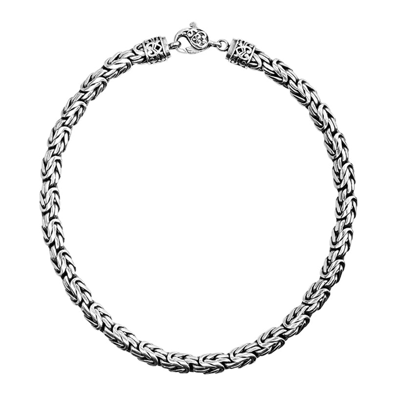 Magnificent Sterling Silver Heavy 10mm Borobudur Balinese Statement Chain with Designed Clasp
