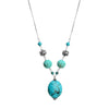 Blue Carved Chalk Turquoise with Balinese Sterling Silver Accents Necklace