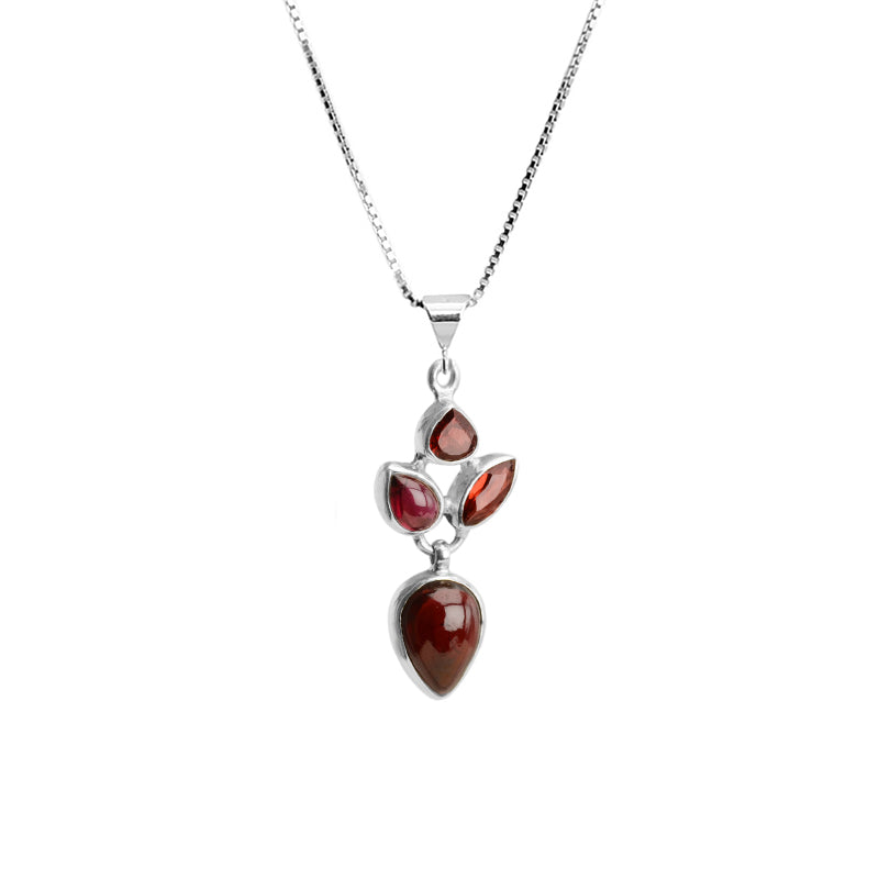 Stylish Petite Garnet Sterling Silver Necklace*