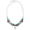 Stunning Ammonite, Turquoise and Green Amethyst Sterling Silver Statement Necklace