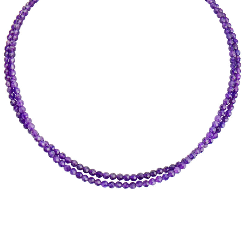 Luscious Amethyst Double Strand Sterling Silver Necklace