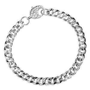 Classic Silver Plated Curb Link Chain Anklet & Bracelets with Fancy Dotted Clasp 10mm