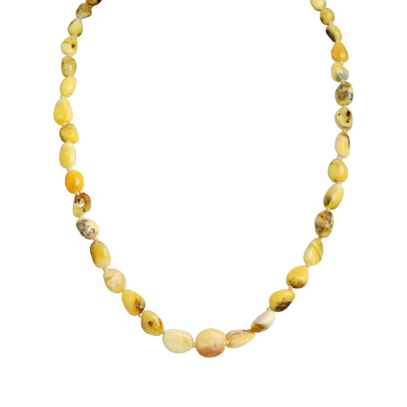 Gorgeous Natural Yellow & White Butterscotch Baltic Amber Stone Necklace.