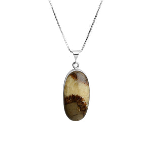 Interesting "Dragon Stone" Geode Stone Sterling Silver Necklace