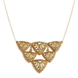 Beautiful Art Deco Style 14k Gold Plated Marcasite Necklace