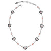 Darling Hearts Pink Mother of Pearl and Marcasite Sterling Silver Necklace