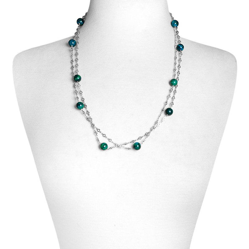 Turquoise Long Silver Plated Necklace 52