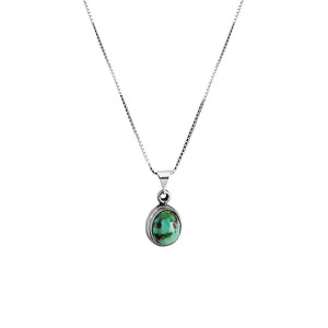 Petite Natural Turquoise Stone Sterling Silver Necklace 16" - 18"