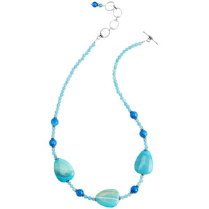 Beautiful Striped Blue Agate Sterling Silver Necklace
