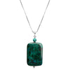 Unique Green Bloodstone & Turquoise Sterling Silver Pendant Necklace