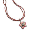 Simply Beautiful Marcasite Trimmed Flower on Ruby Pearls Neckline Sterling Silver Necklace 16" - 18"