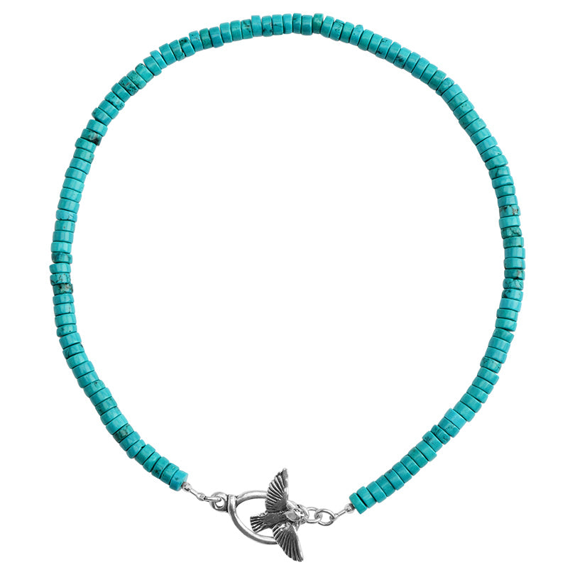 Blue Magnesite Turquoise Sterling Silver Eagle Necklace