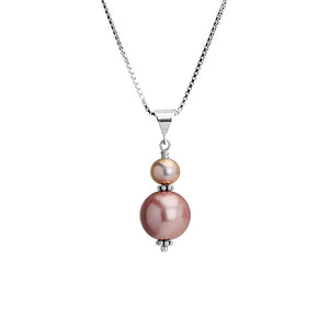 Beautiful Rose Freshwater Pearl Sterling Silver Necklace
