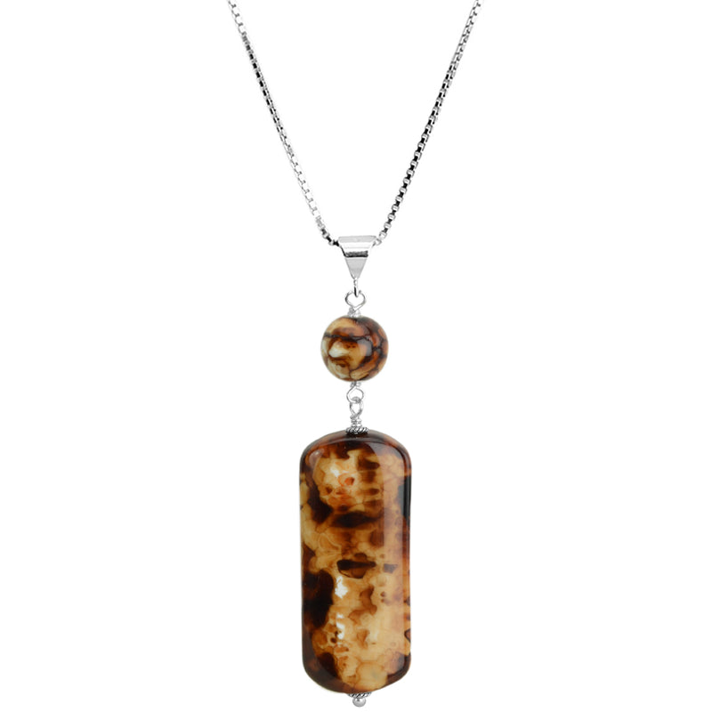 Exotic Leopard Print Agate Sterling Silver Necklace