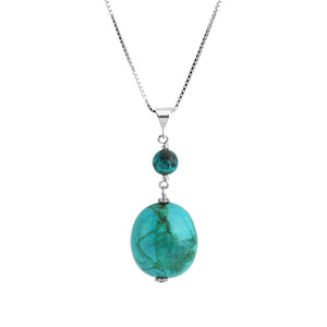 Genuine Blue Turquoise Sterling Silver Necklace