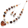 Designer Baltic Amber Heart & Striped Agate Sterling Silver Statement Necklace
