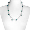 Turquoise Long Silver Plated Necklace 52"