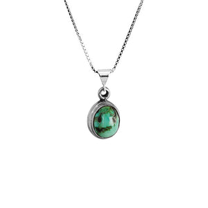 Petite Natural Turquoise Stone Sterling Silver Necklace 16" - 18"