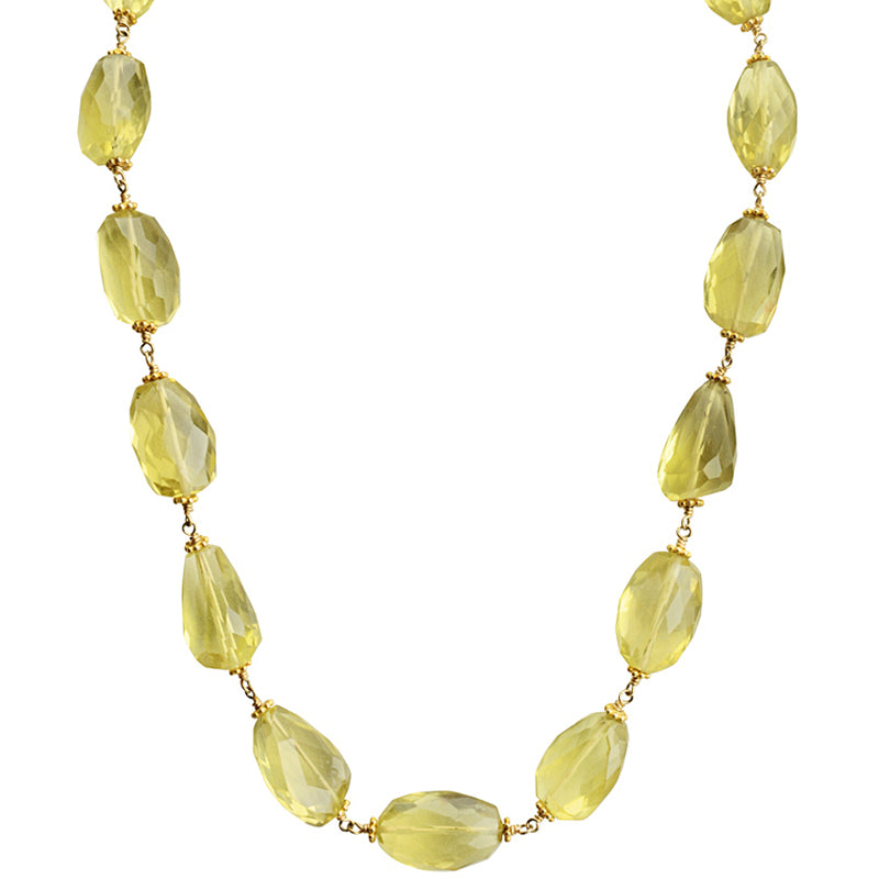 Glamorous Faceted Lemon Quartz Gold Filled Necklace - 19