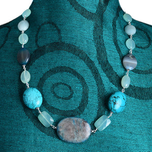 Stunning Blue Stones Sterling Silver Statement Necklace