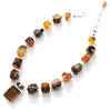 Designer Baltic Amber & Striped Agate Sterling Silver Statement Necklace