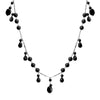 Floating Black Onyx Stones Sterling Silver Statement Necklace 18" - 20"