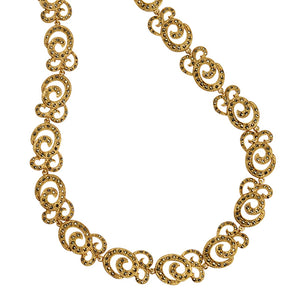 Elegant Marcasite 14kt Gold Plated Victorian Heirloom Statement Necklace